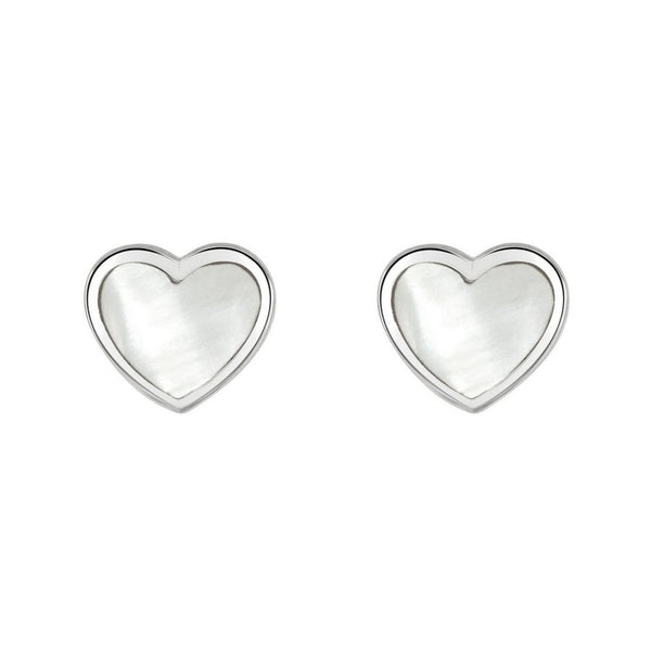 Dinky White Mother Of Pearl Heart Stud Earrings