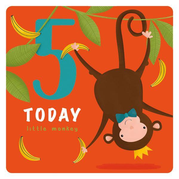 5 Today Little Monkey Birthday Card