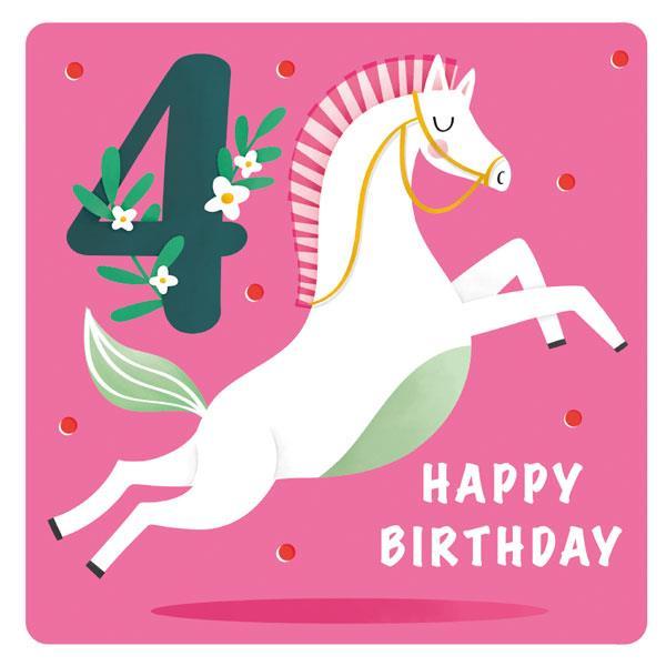 Dancing Pony Age 4 Birthday Card
